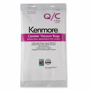 6 Kenmore Sears Type Q/C HEPA Vacuum Bags Style 20 53292, replaces 50557, 50558